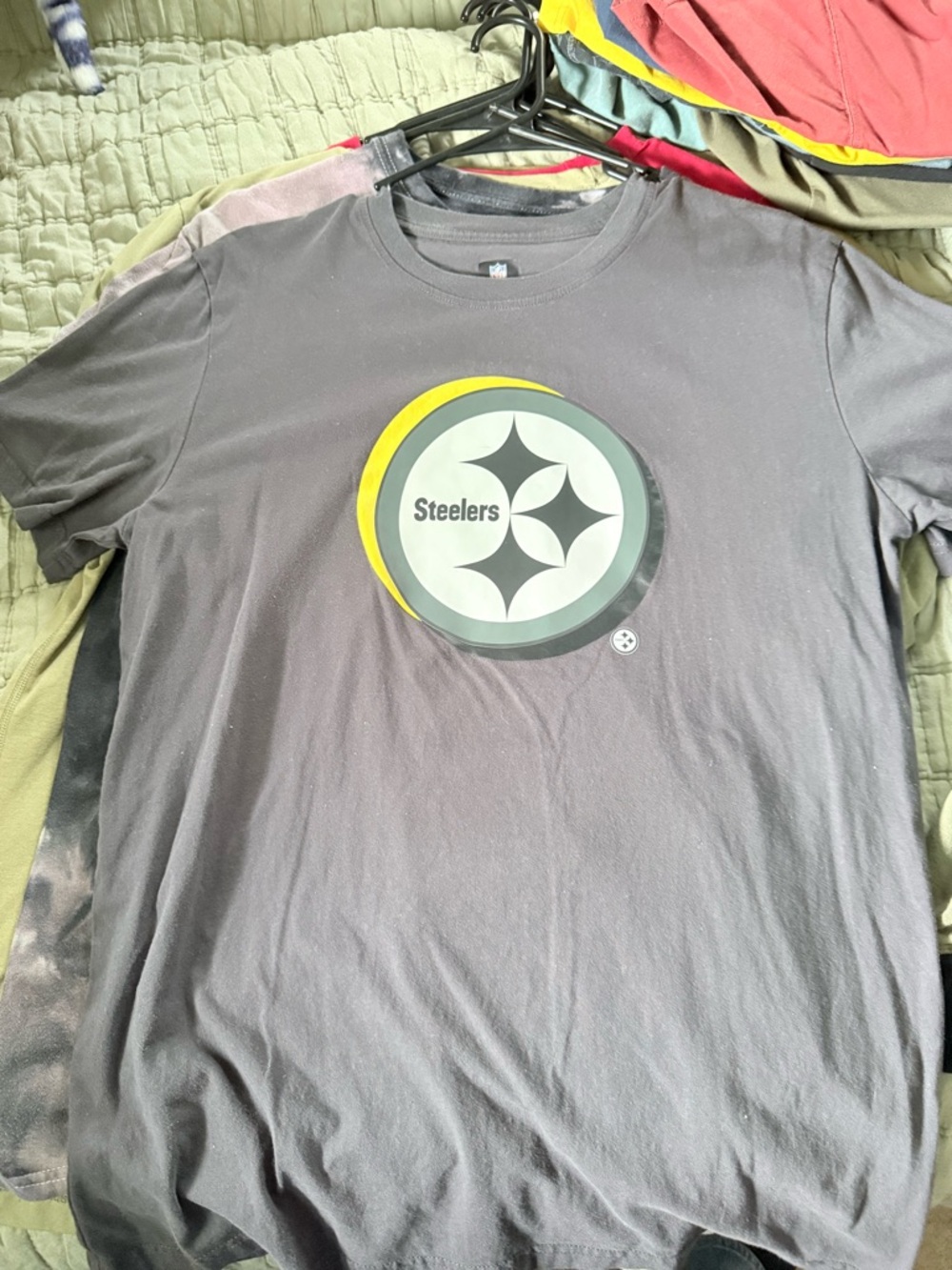 New Era Men's Black Steelers Short-Sleeve Tee with Yellow Accent